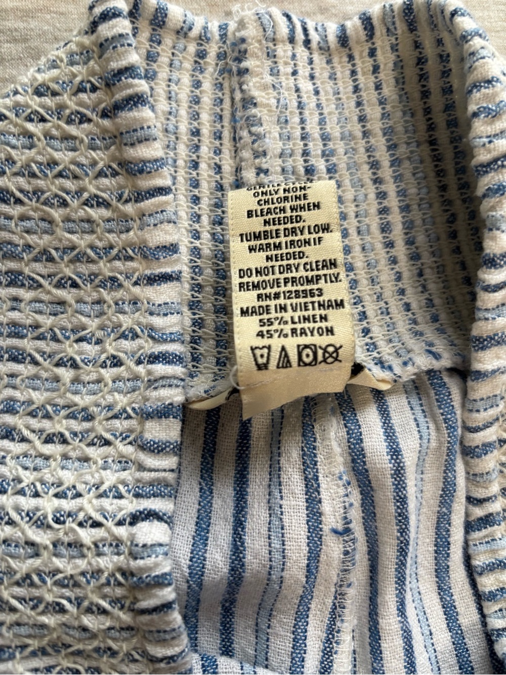 Indigo Rein Linen Blend Blue White Stripe Wide Leg Pants Size L - Picture 9 of 9